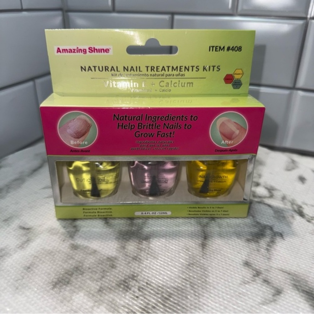 Amazing Shine Nail Growth Treatment Kit Vitamin E Calcium 3pc